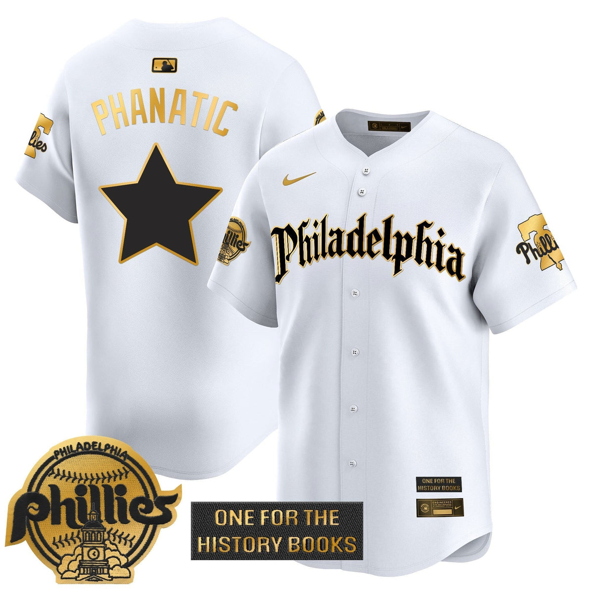 Men's Phillies 'Retro Newspaper Edition' Gold Vapor Premier Limited Jersey - All Stitched