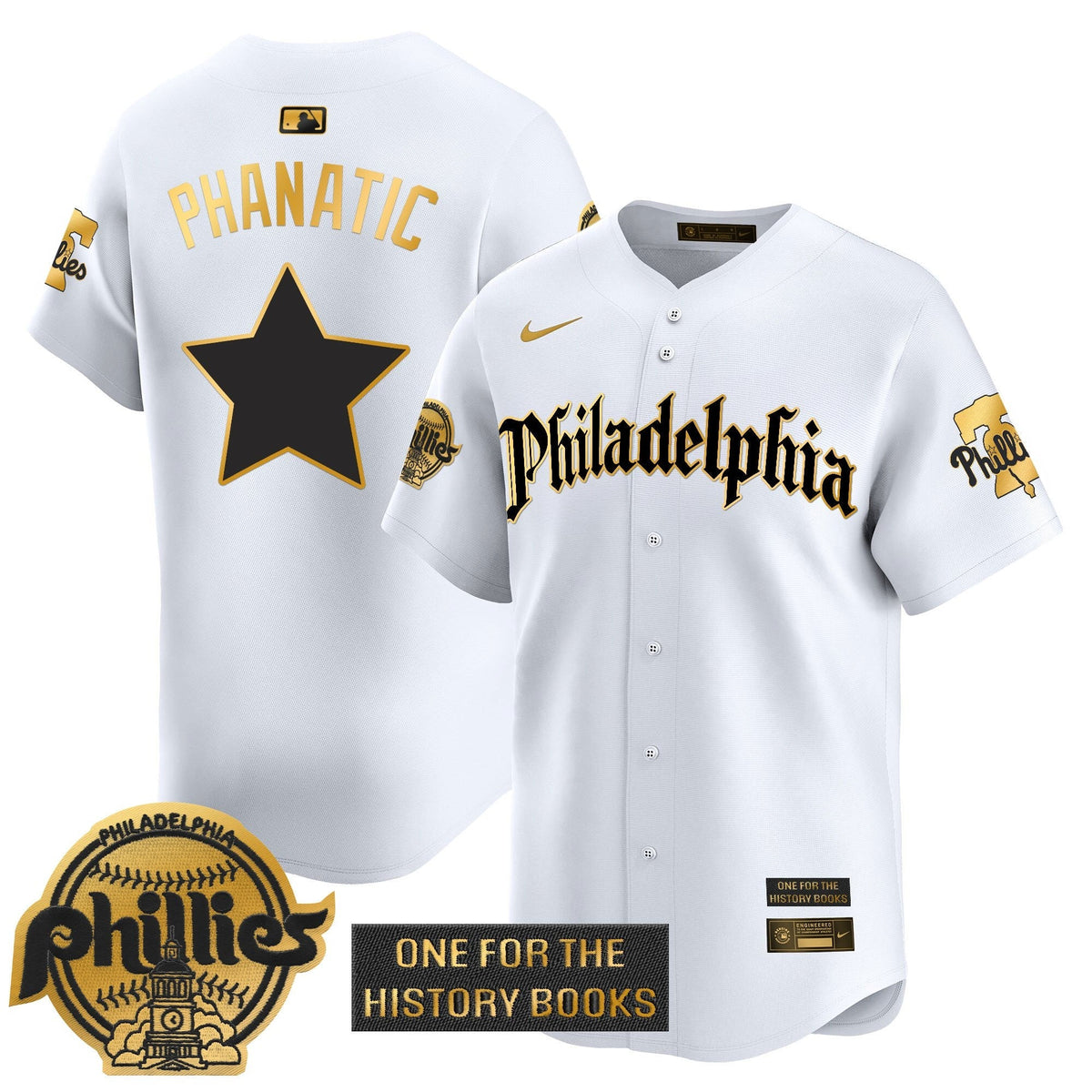Phillies 'Retro Newspaper Edition' Gold Vapor Premier Limited Jersey - All Stitched