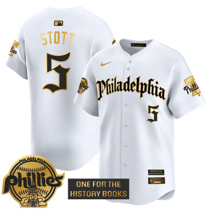 Phillies 'Retro Newspaper Edition' Gold Vapor Premier Limited Jersey - All Stitched
