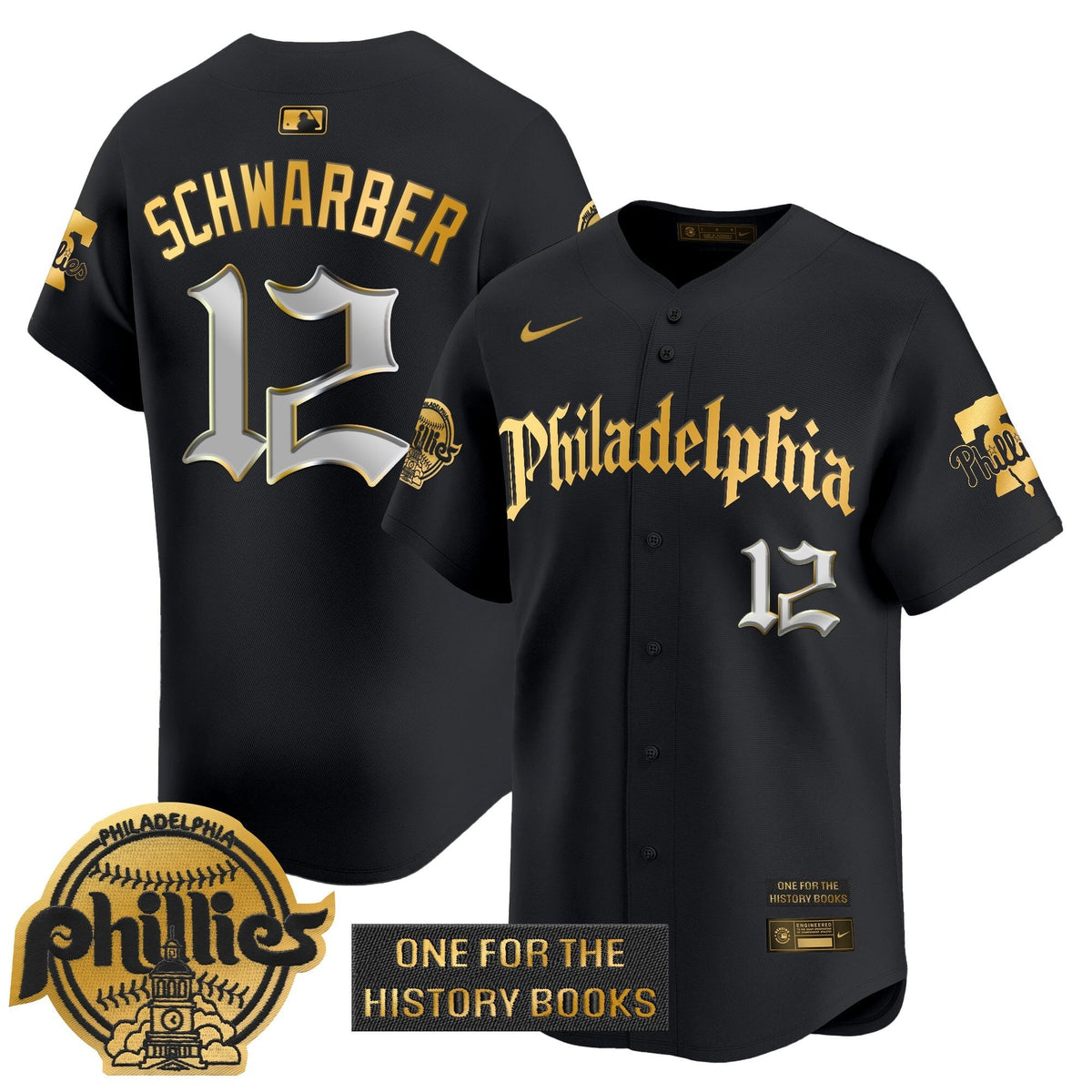 Phillies 'Retro Newspaper Edition' Gold Vapor Premier Limited Jersey - All Stitched