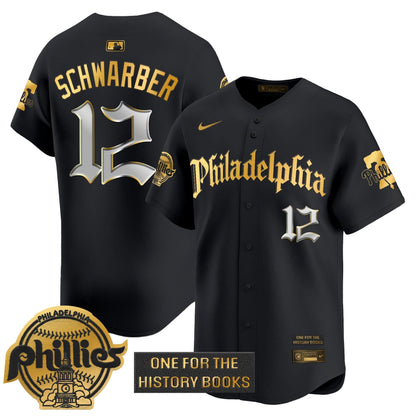 Phillies 'Retro Newspaper Edition' Gold Vapor Premier Limited Jersey - All Stitched