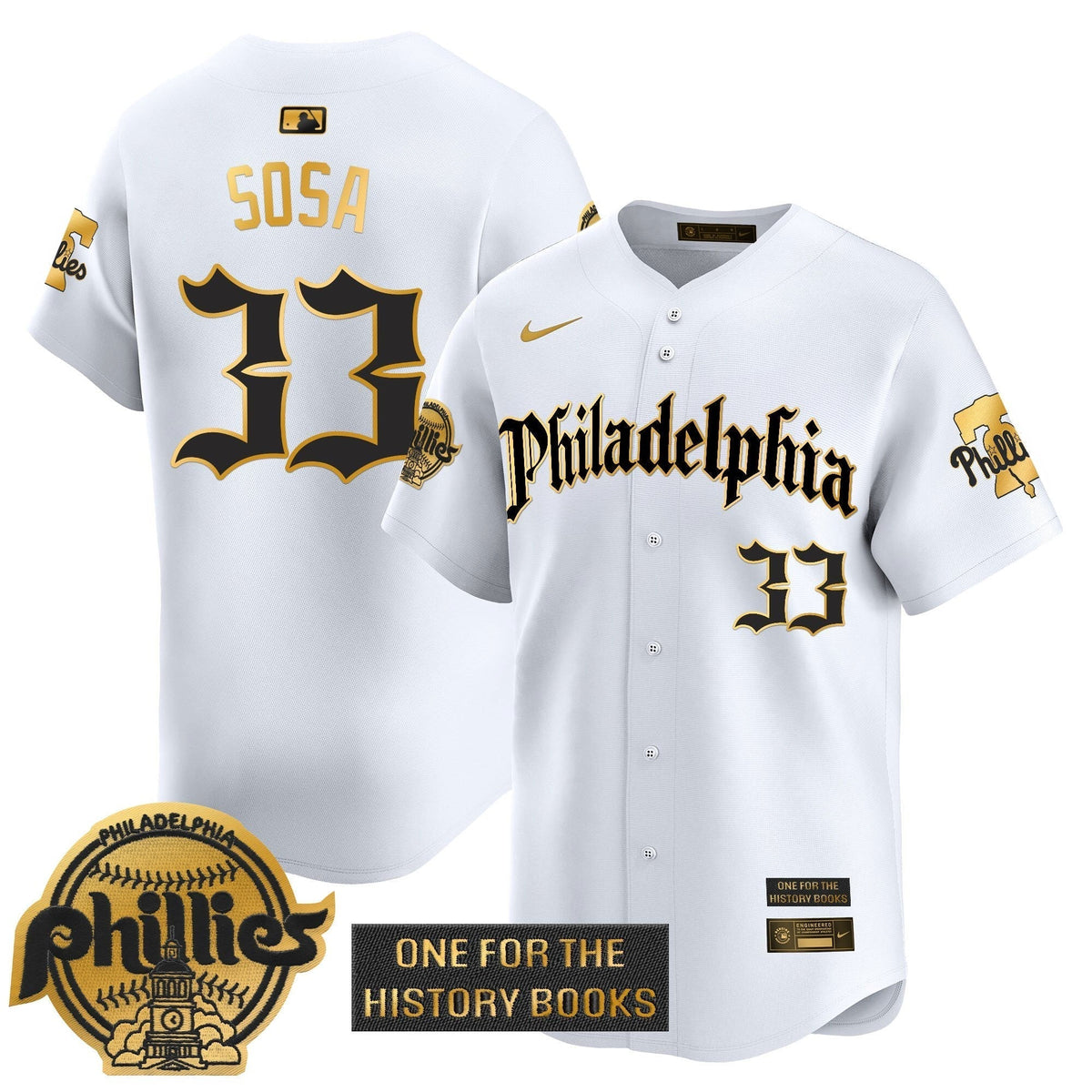 Men's Phillies 'Retro Newspaper Edition' Gold Vapor Premier Limited Jersey - All Stitched