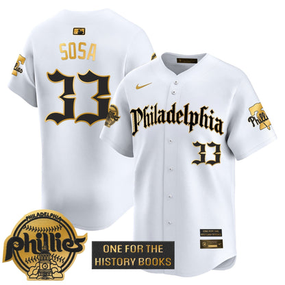 Men's Phillies 'Retro Newspaper Edition' Gold Vapor Premier Limited Jersey - All Stitched