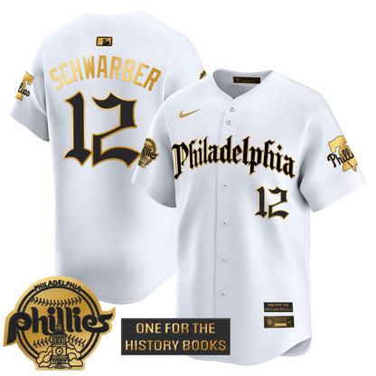Phillies 'Retro Newspaper Edition' Gold Vapor Premier Limited Jersey - All Stitched