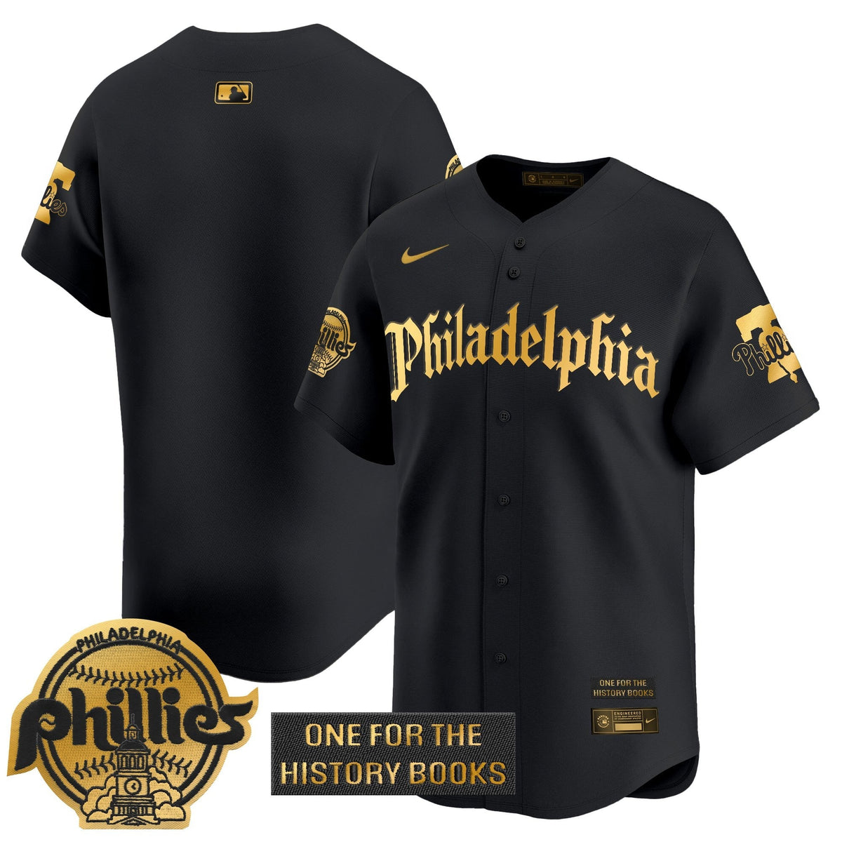 Phillies 'Retro Newspaper Edition' Gold Vapor Premier Limited Jersey - All Stitched