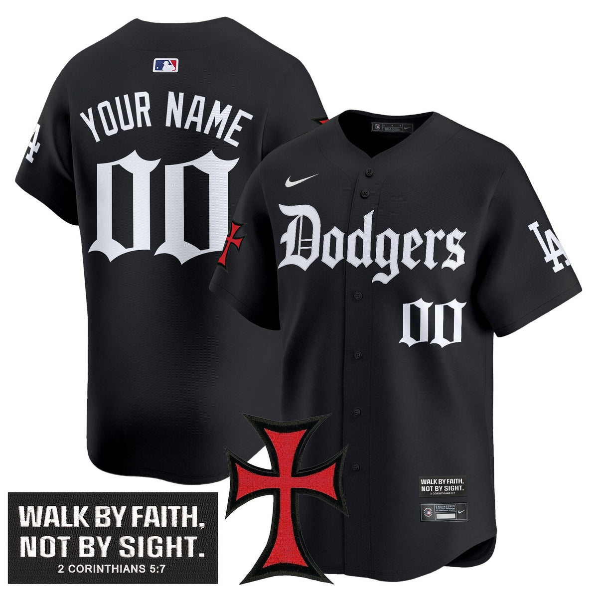 Dodgers 'Faith & Glory Edition' Vapor Premier Limited Custom Jersey - All Stitched