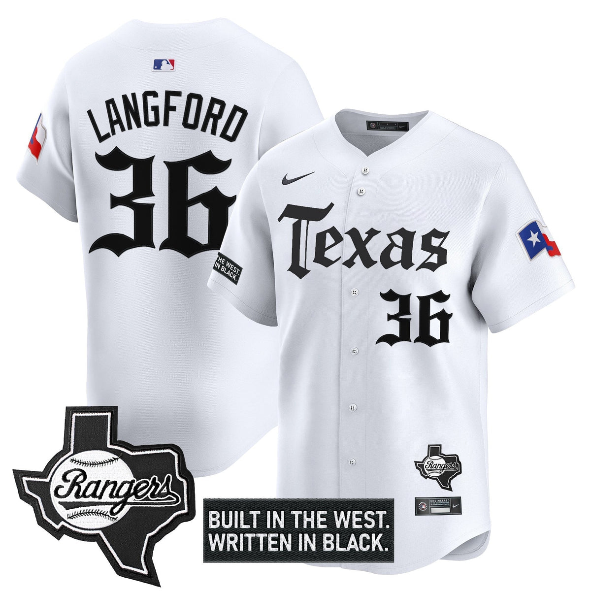 Men's Texas Rangers 'Gothic Frontier Edition' Vapor Premier Limited Jersey - All Stitched