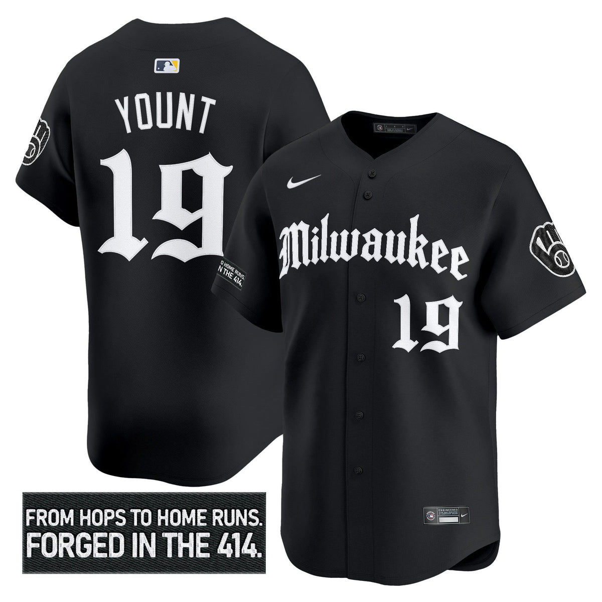 Men's Milwaukee Brewers 'Gothic 414 Shadows Edition' Vapor Premier Limited Jersey - All Stitched