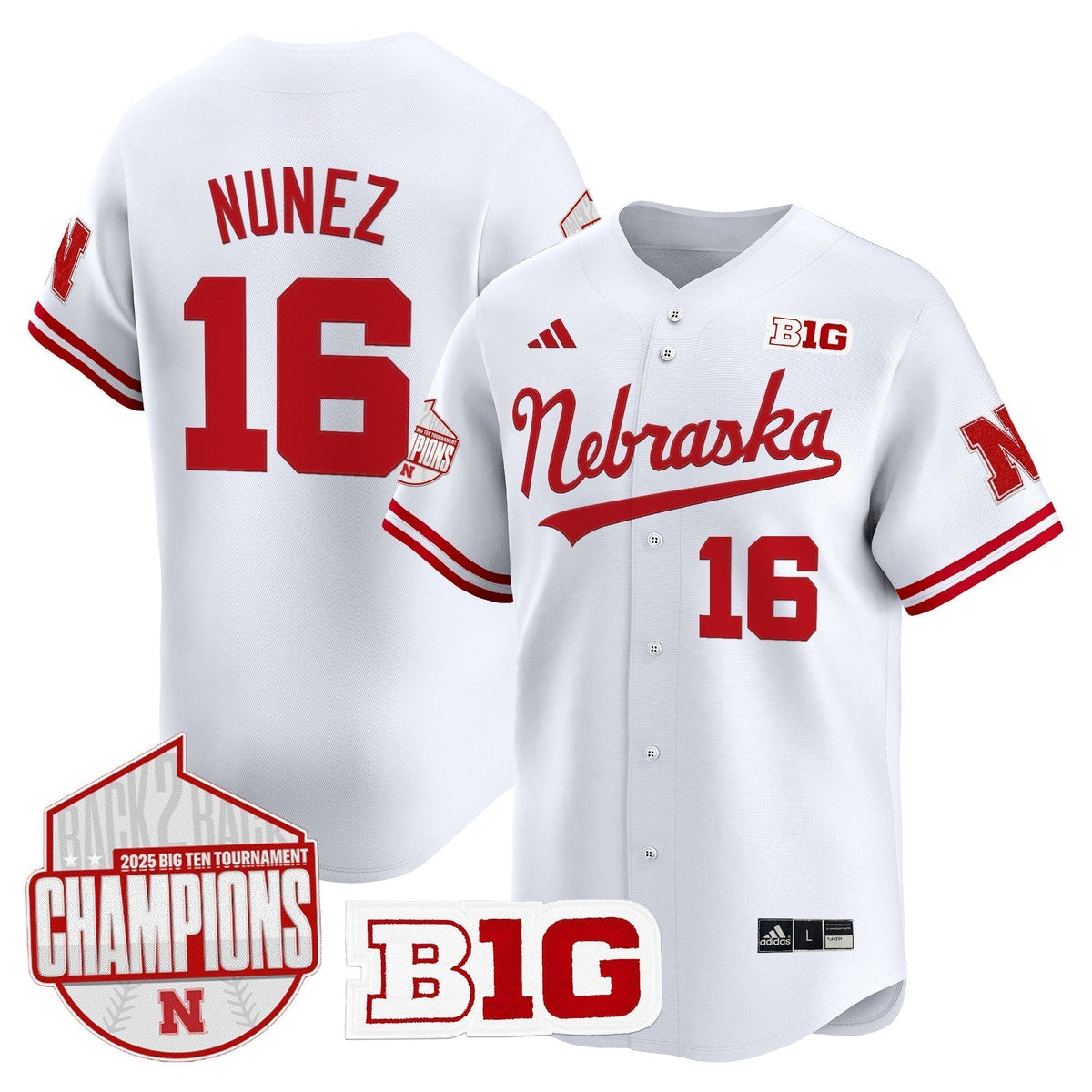 Men's Nebraska Huskers Back 2 Back Champions Patch Vapor Premier Limited Jersey - All Stitched