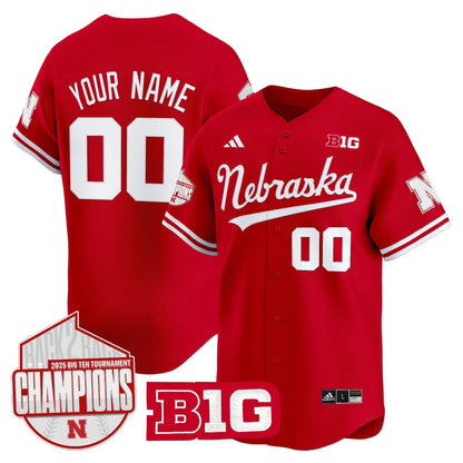 Nebraska Huskers Back 2 Back Champions Patch Vapor Premier Limited Custom Jersey - All Stitched