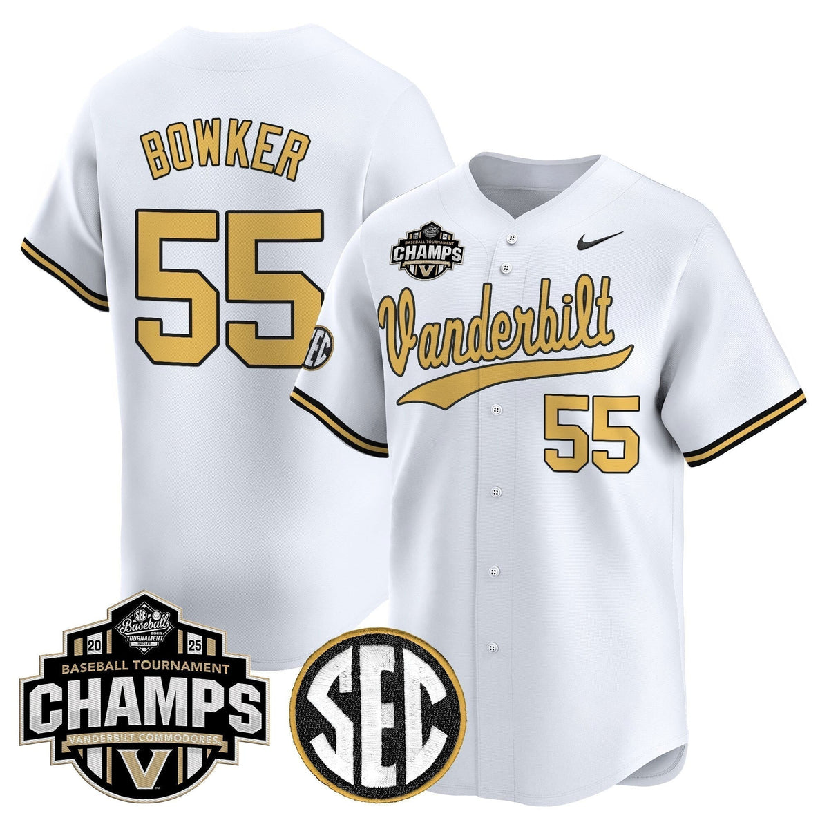 Men's Vanderbilt Commodores 2025 SEC Conference Tournament Champions Vapor Premier Limited Jersey - All Stitched