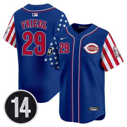 Men's Cincinnati Reds 2025 Independence Day Vapor Premier Limited Jersey - Pete Rose Patch - All Stitched