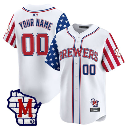 Milwaukee Brewers 2025 Independence Day Vapor Premier Limited Custom Jersey - All Stitched