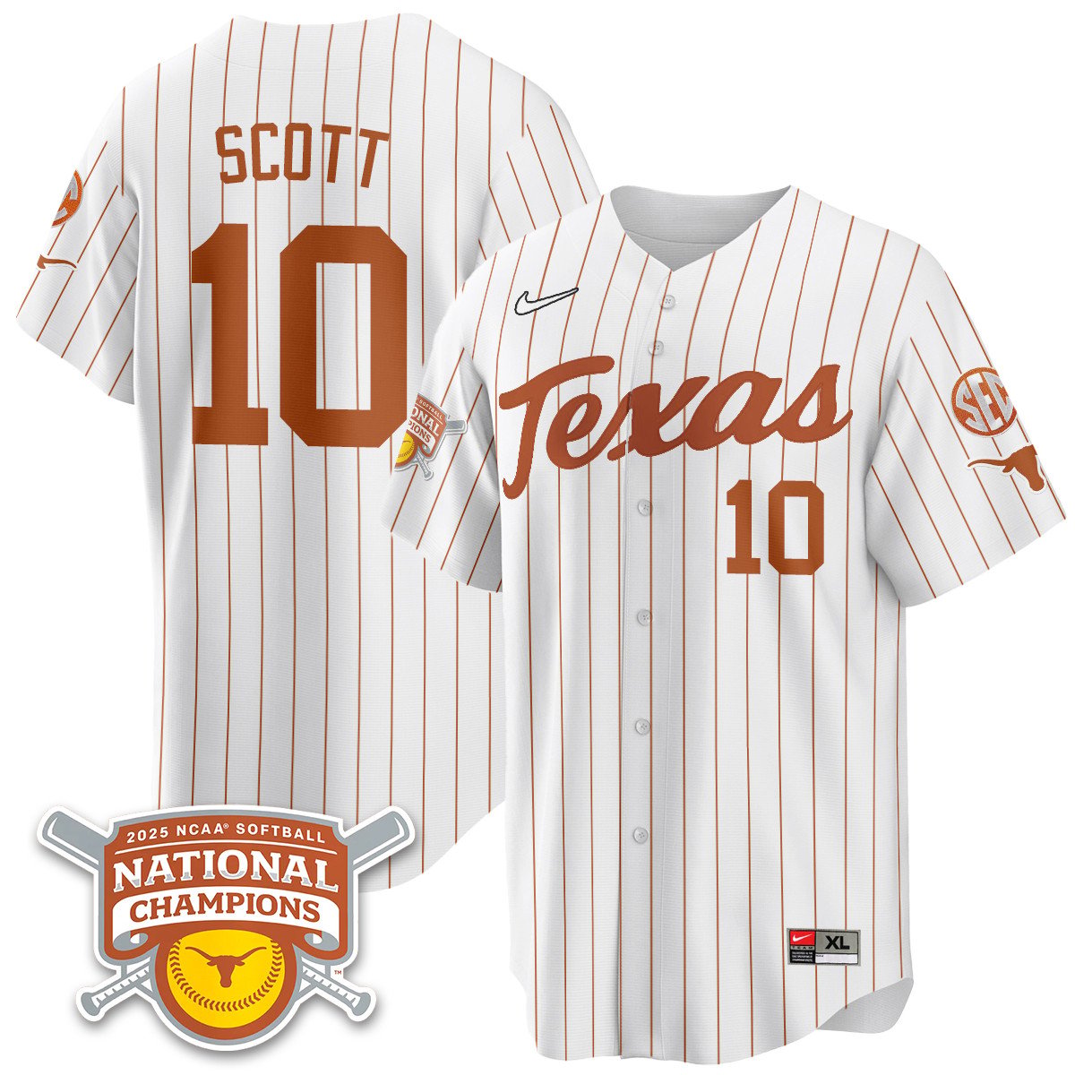 Texas Longhorns Softball 2025 World Series Champions Limited Jersey - All Stitched