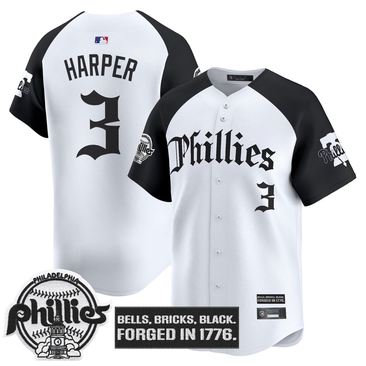 Men's Philadelphia Phillies 'Gothic Liberty Edition' Vapor Premier Limited Jersey - All Stitched