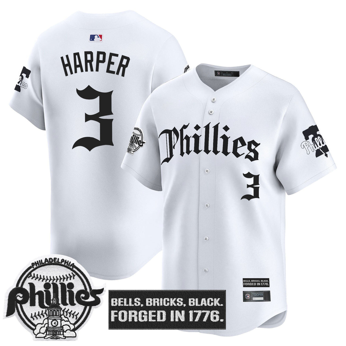 Men's Philadelphia Phillies 'Gothic Liberty Edition' Vapor Premier Limited Jersey - All Stitched