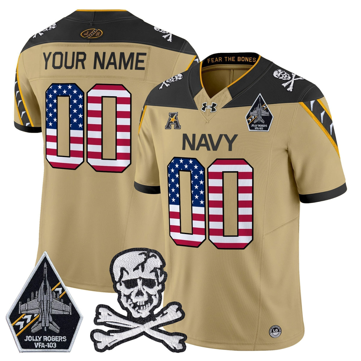 Navy Midshipmen 2025 Independence Day Vapor Limited Custom Jersey V2 - All Stitched