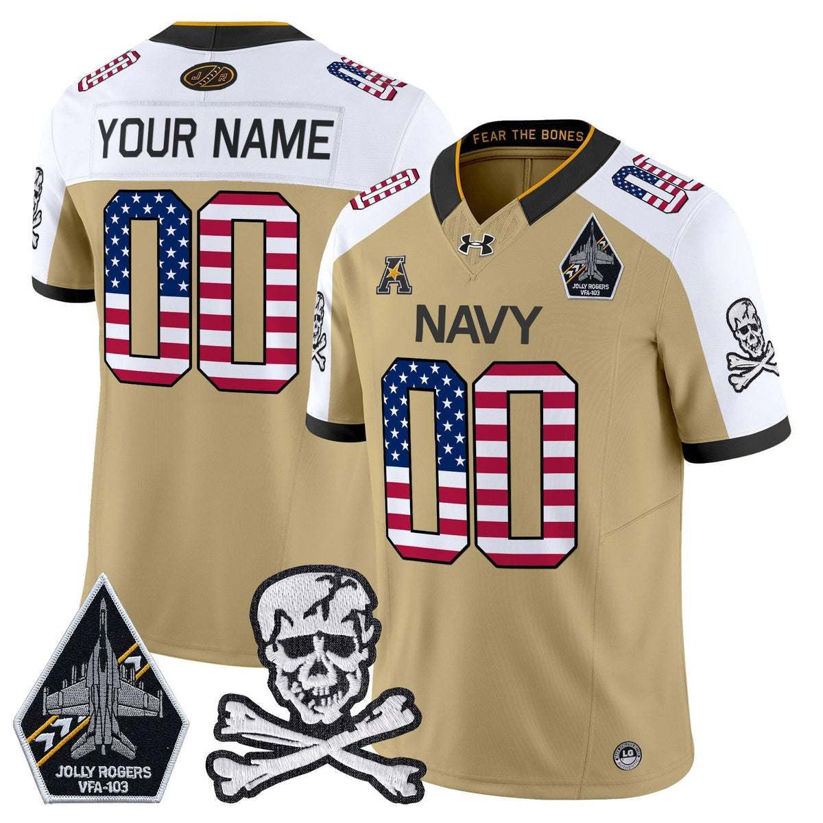 Navy Midshipmen 2025 Independence Day Vapor Limited Custom Jersey V2 - All Stitched