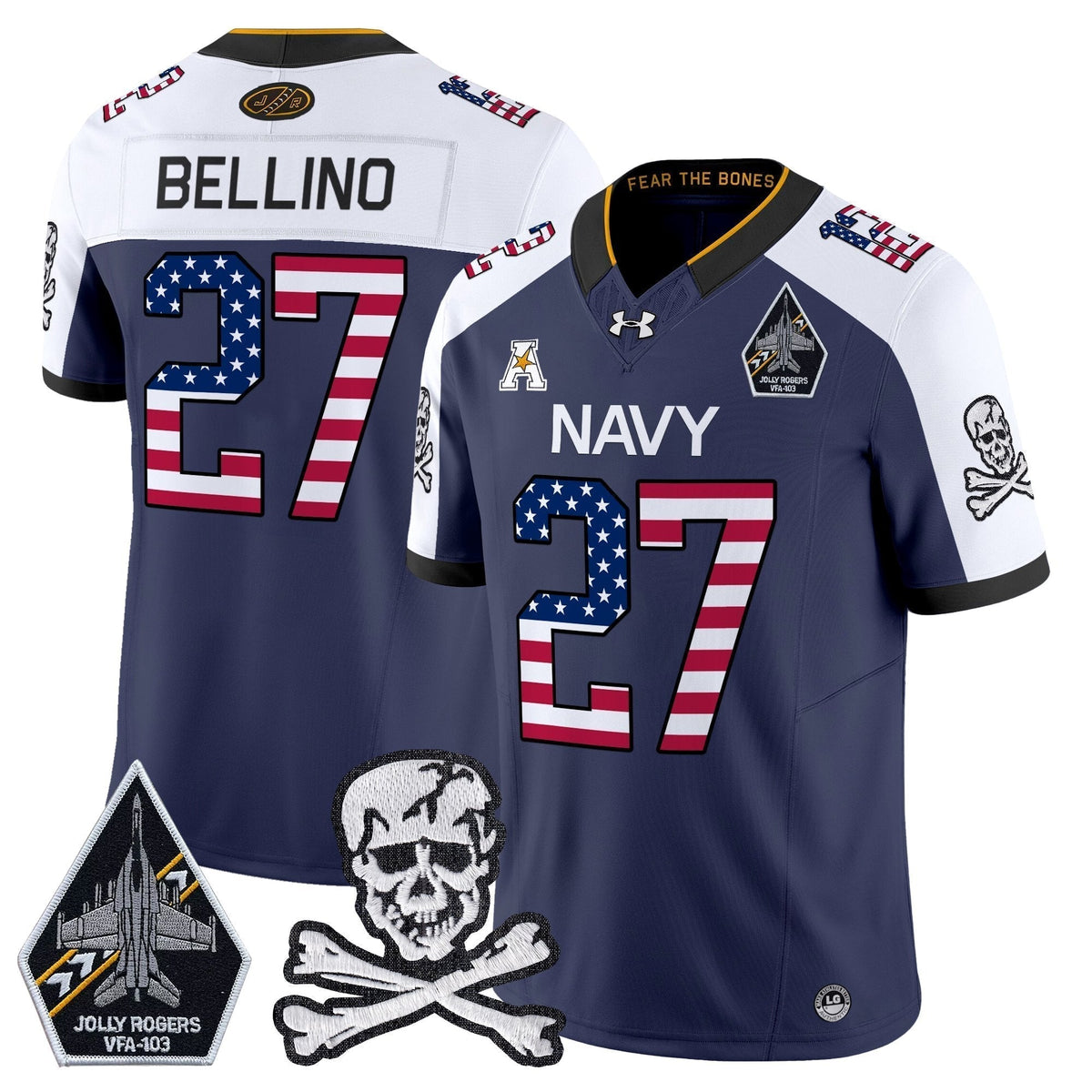 Men's Navy Midshipmen 2025 Independence Day Vapor Limited Jersey V2 - All Stitched