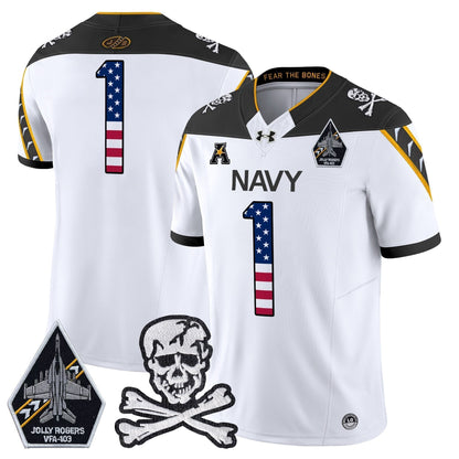 Men's Navy Midshipmen 2025 Independence Day Vapor Limited Jersey V2 - All Stitched
