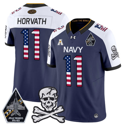 Men's Navy Midshipmen 2025 Independence Day Vapor Limited Jersey V2 - All Stitched