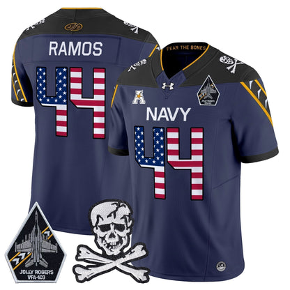 Men's Navy Midshipmen 2025 Independence Day Vapor Limited Jersey V2 - All Stitched