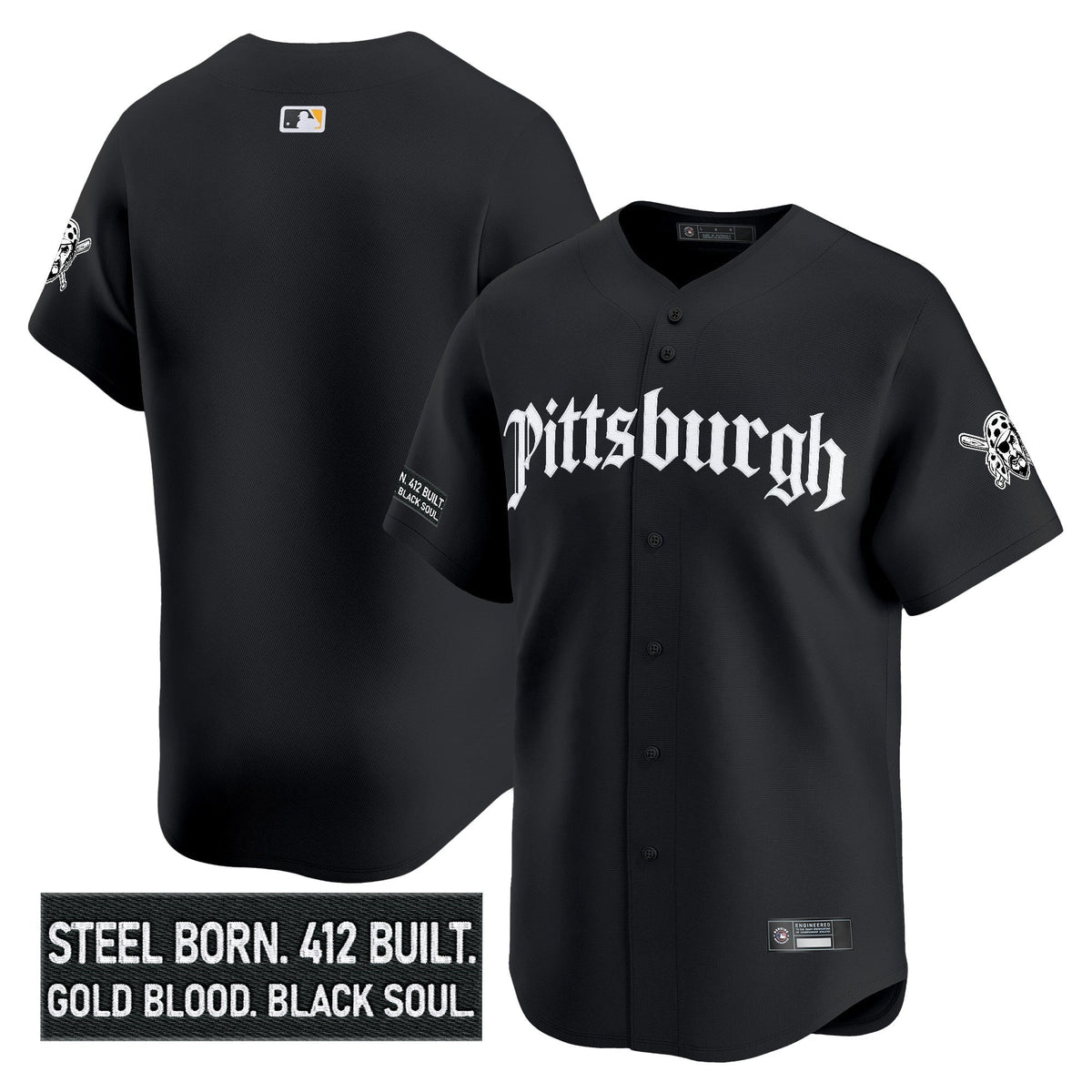 Men's Pittsburgh Pirates 'Gothic Steel City Edition' Vapor Premier Limited Jersey - All Stitched