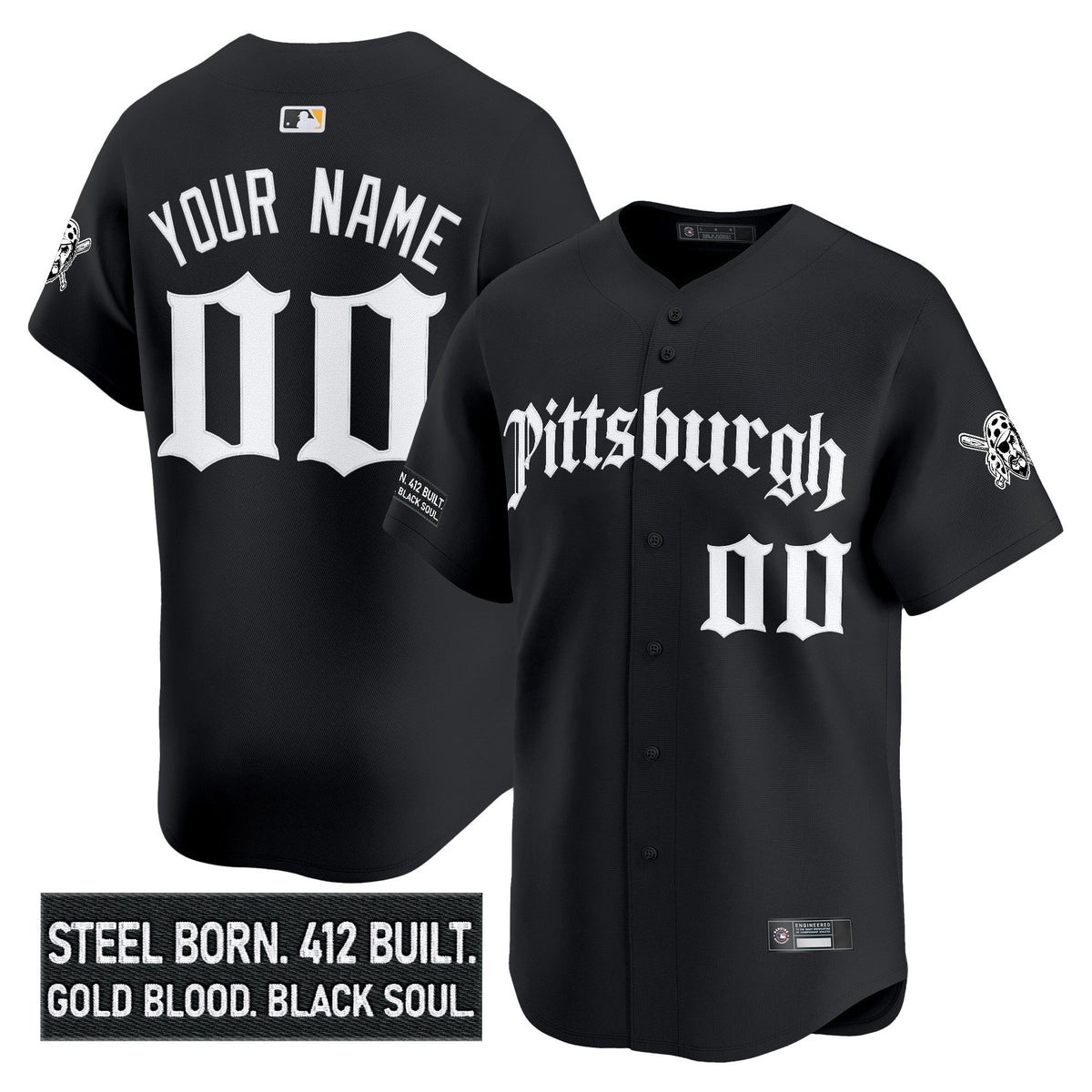 Pittsburgh Pirates 'Gothic Steel City Edition' Vapor Premier Limited Custom Jersey - All Stitched