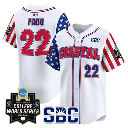 Men's Coastal Carolina Chanticleers 2025 Independence Day Vapor Premier Limited Jersey - World Series Patch - All Stitched