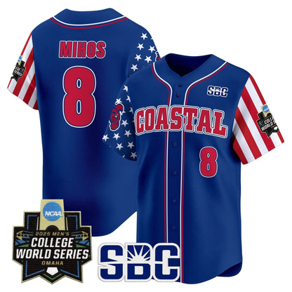 Men's Coastal Carolina Chanticleers 2025 Independence Day Vapor Premier Limited Jersey - World Series Patch - All Stitched