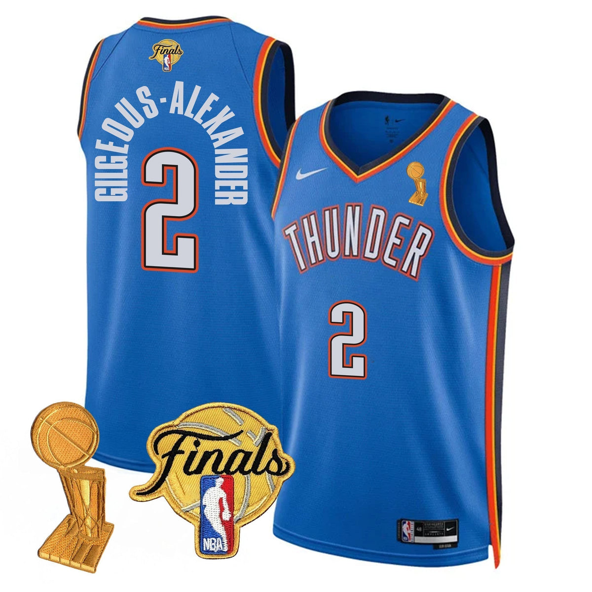 Men's Oklahoma City Thunder Jersey - Trophy + Final Patch - All Stitched