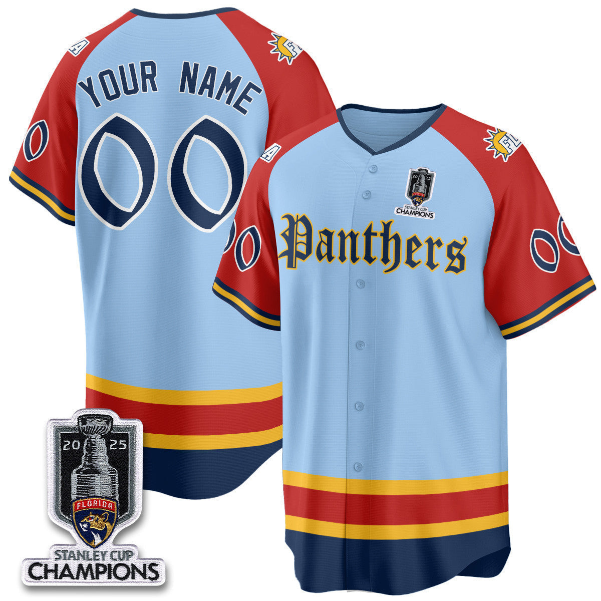 Florida Panthers 2025 Stanley Cup Champions Baseball Custom Jersey V2 - All Stitched