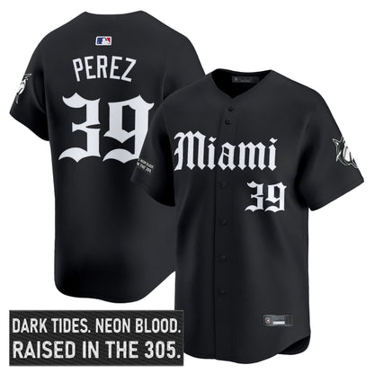Men's Miami Marlins 'Gothic Vice Edition' Vapor Premier Limited Jersey - All Stitched