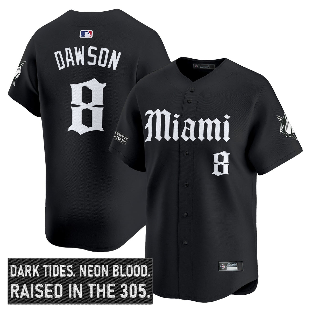 Men's Miami Marlins 'Gothic Vice Edition' Vapor Premier Limited Jersey - All Stitched