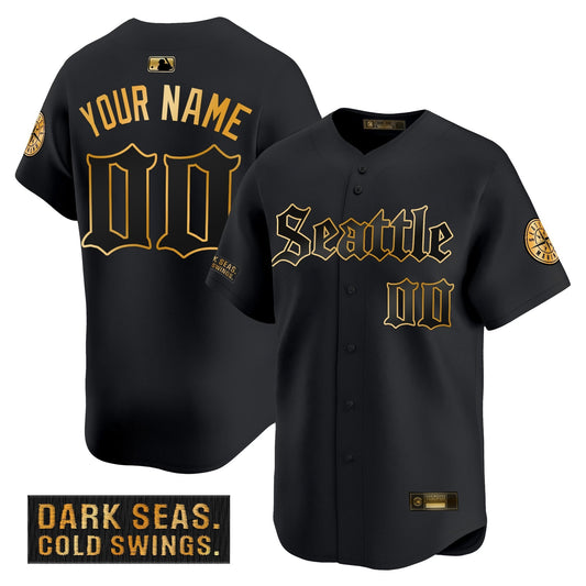 Seattle Mariners 'Deep Sea Gothic Edition' Gold Vapor Premier Limited Custom Jersey - All Stitched