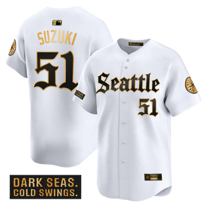Men's Seattle Mariners 'Deep Sea Gothic Edition' Gold Vapor Premier Limited Jersey - All Stitched