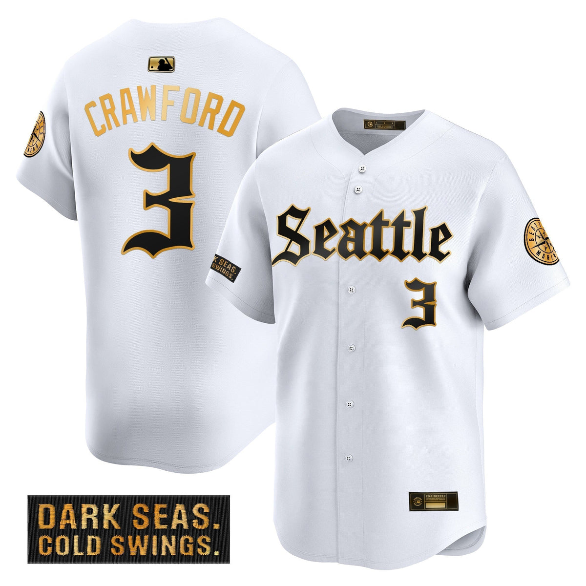 Men's Seattle Mariners 'Deep Sea Gothic Edition' Gold Vapor Premier Limited Jersey - All Stitched