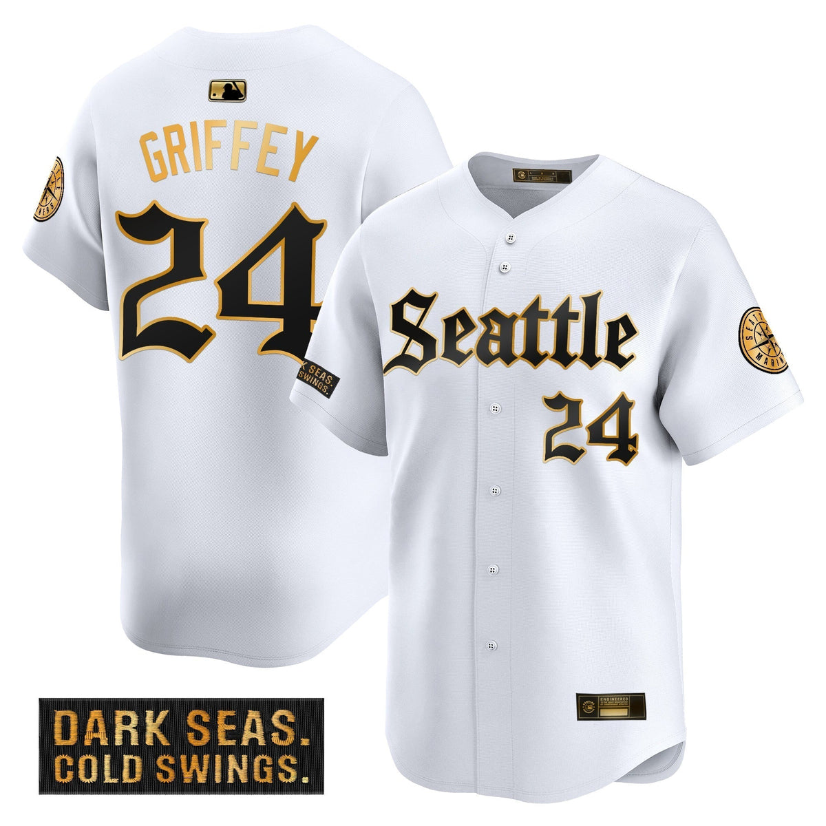 Men's Seattle Mariners 'Deep Sea Gothic Edition' Gold Vapor Premier Limited Jersey - All Stitched