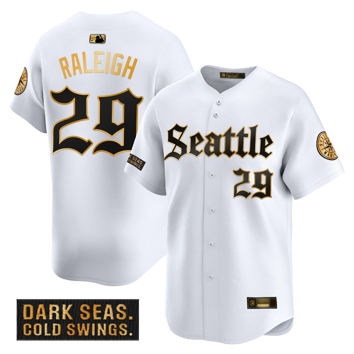 Men's Seattle Mariners 'Deep Sea Gothic Edition' Gold Vapor Premier Limited Jersey - All Stitched
