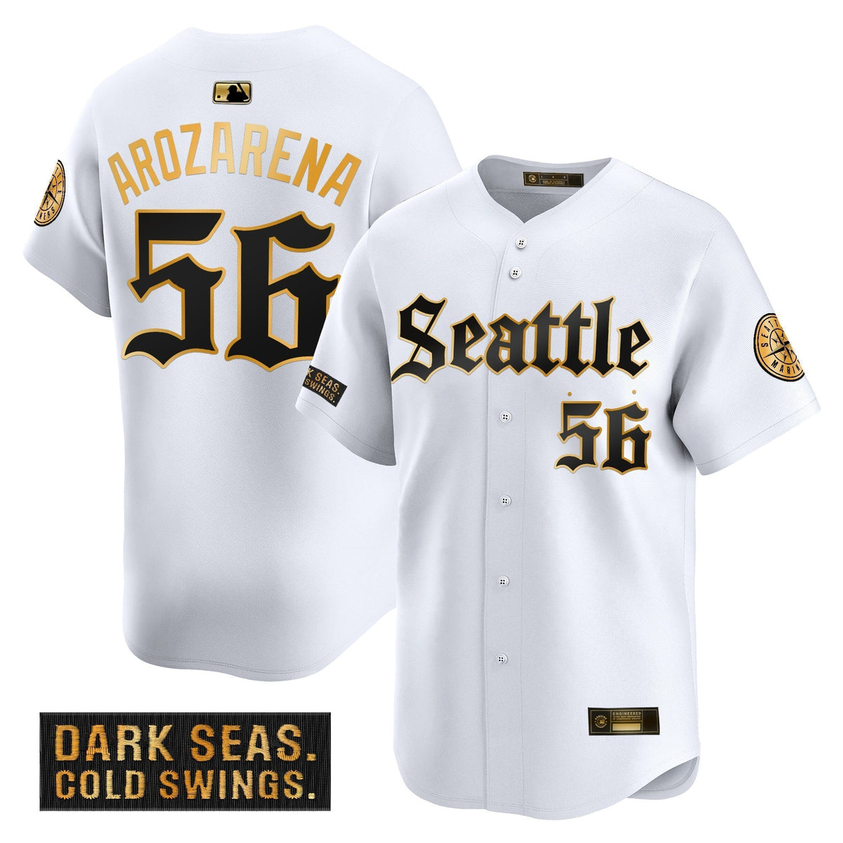Men's Seattle Mariners 'Deep Sea Gothic Edition' Gold Vapor Premier Limited Jersey - All Stitched