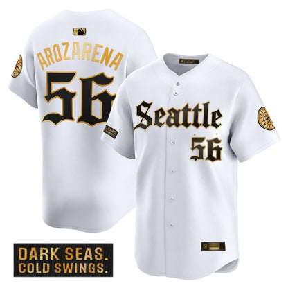 Men's Seattle Mariners 'Deep Sea Gothic Edition' Gold Vapor Premier Limited Jersey - All Stitched