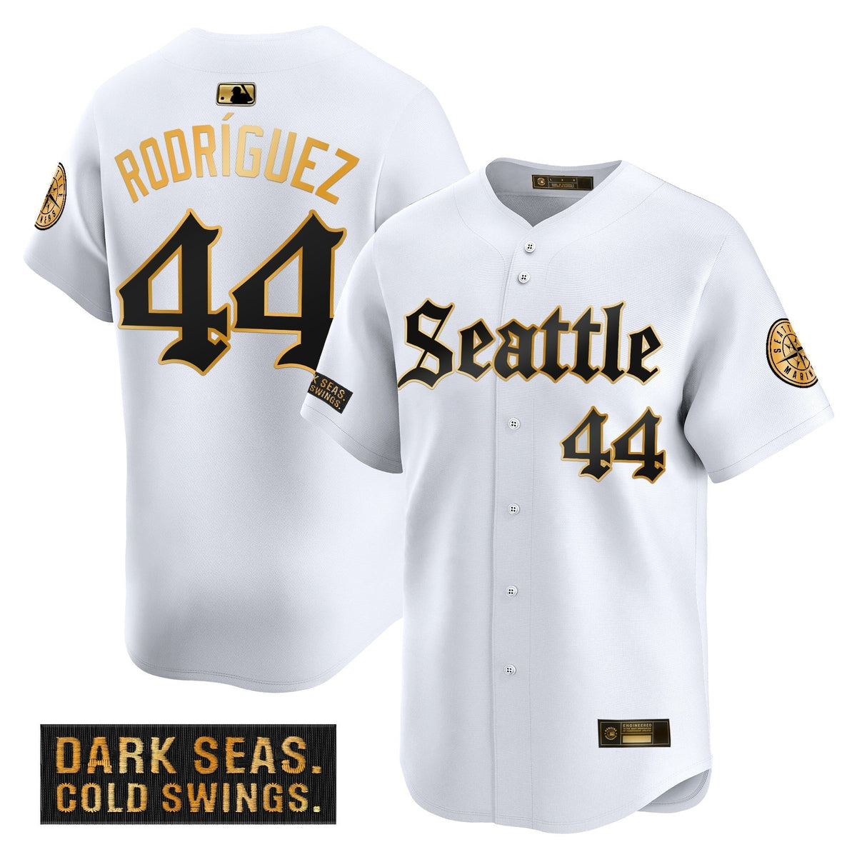 Men's Seattle Mariners 'Deep Sea Gothic Edition' Gold Vapor Premier Limited Jersey - All Stitched