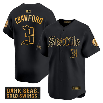 Men's Seattle Mariners 'Deep Sea Gothic Edition' Gold Vapor Premier Limited Jersey - All Stitched