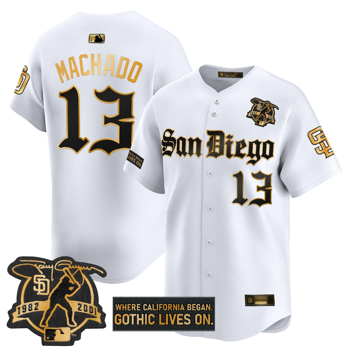Men's San Diego Padres 'Gothic Edition' Gold Vapor Premier Limited Jersey - All Stitched