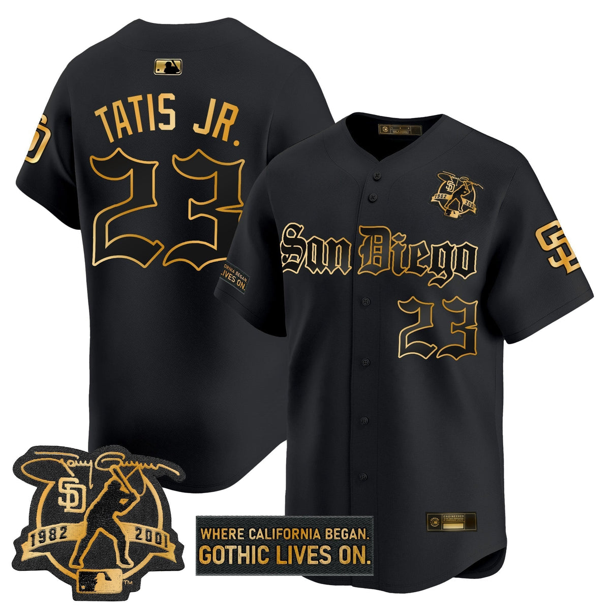Men's San Diego Padres 'Gothic Edition' Gold Vapor Premier Limited Jersey - All Stitched