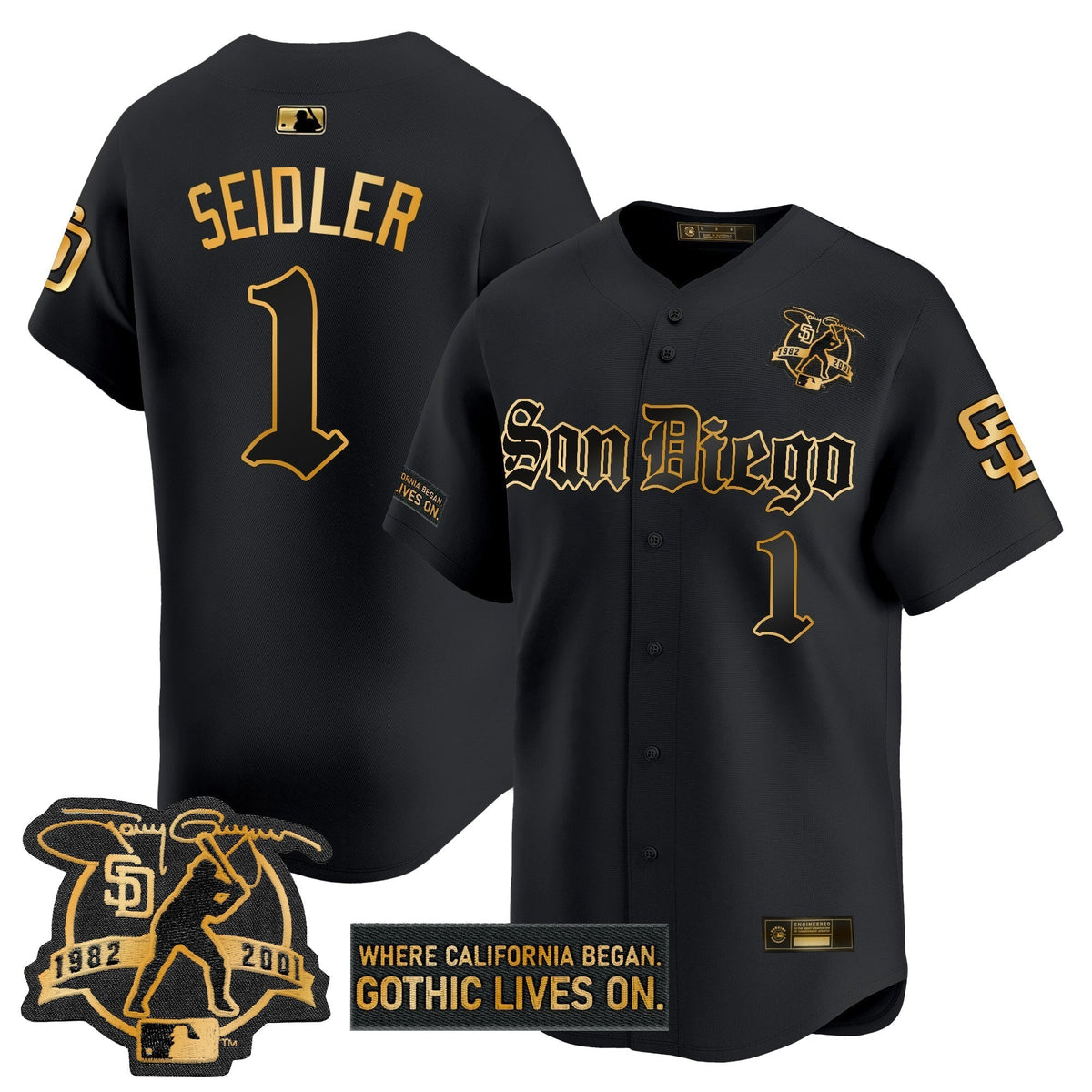 Men's San Diego Padres 'Gothic Edition' Gold Vapor Premier Limited Jersey - All Stitched