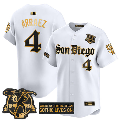 Men's San Diego Padres 'Gothic Edition' Gold Vapor Premier Limited Jersey - All Stitched