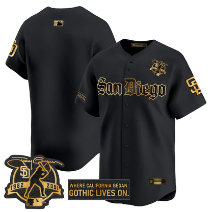 Men's San Diego Padres 'Gothic Edition' Gold Vapor Premier Limited Jersey - All Stitched