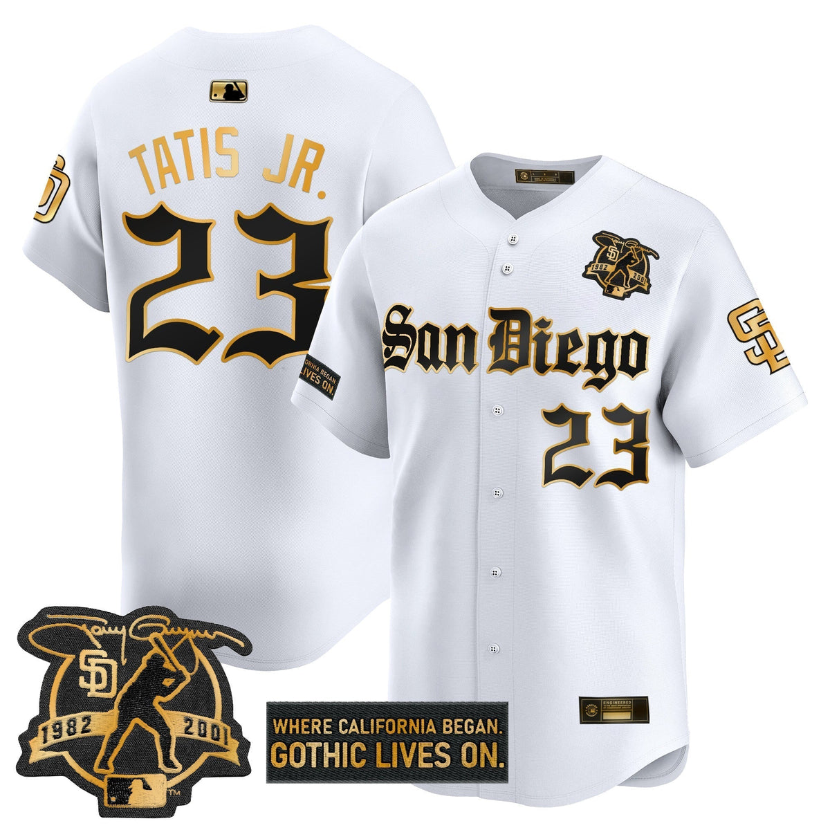 Men's San Diego Padres 'Gothic Edition' Gold Vapor Premier Limited Jersey - All Stitched