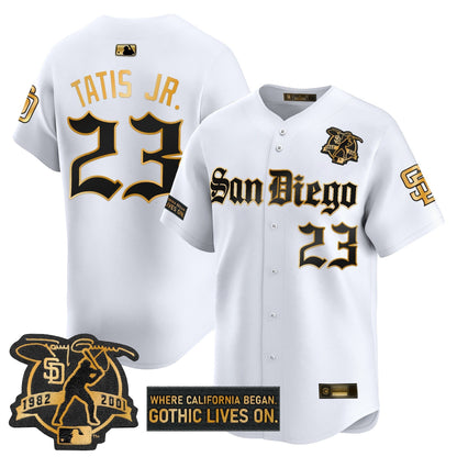 Men's San Diego Padres 'Gothic Edition' Gold Vapor Premier Limited Jersey - All Stitched